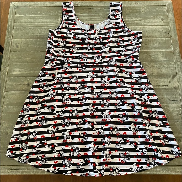 Disney Dresses & Skirts - Disney Dress Women’s Size 4 (3XL) White Black Striped Mickey Minnie Sleeveless